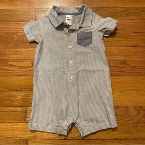 Carter’s | Oxford Button Striped Collared Romper | 18 mo